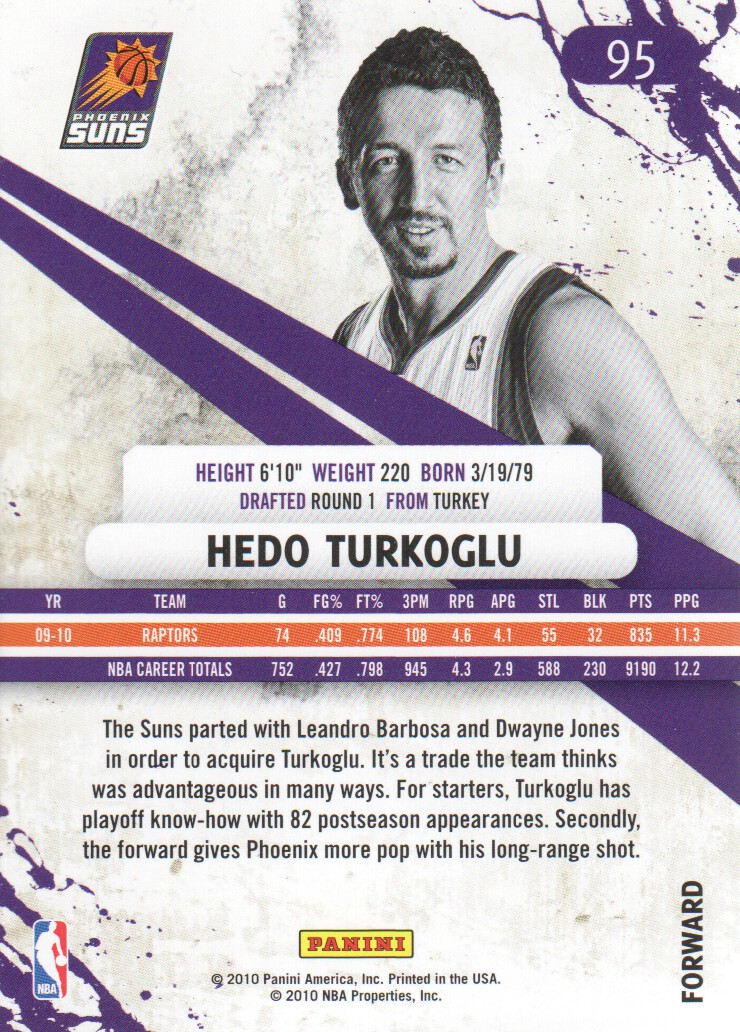 2010-11 Rookies and Stars #95 Hedo Turkoglu back image