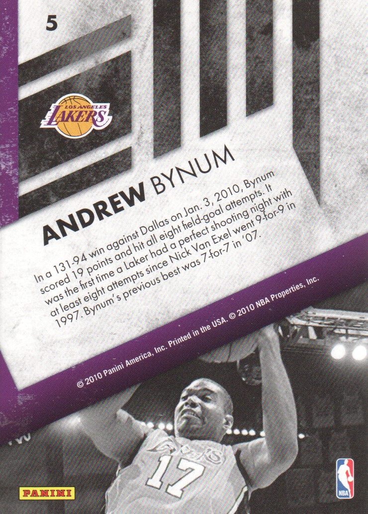 2010-11 Rookies and Stars Sharp Shooters #5 Andrew Bynum back image