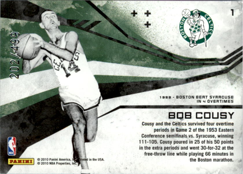 2010-11 Rookies and Stars Moments in Time Gold #1 Bob Cousy back image