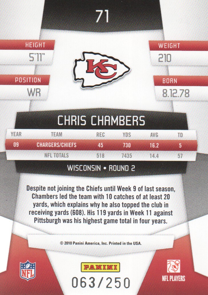 2010 Certified Mirror Red #71 Chris Chambers back image