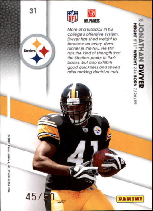 2010 Certified Certified Potential Blue #31 Jonathan Dwyer back image