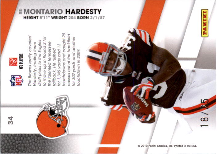 2010 Certified Certified Potential Gold #34 Montario Hardesty back image