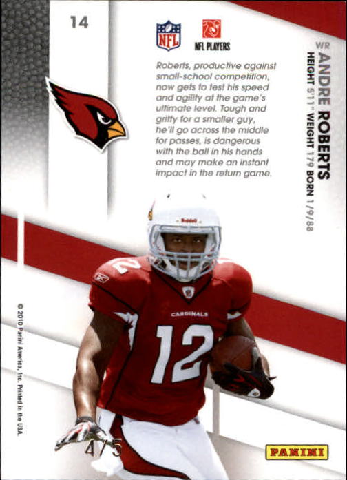 2010 Certified Certified Potential Emerald #14 Andre Roberts back image