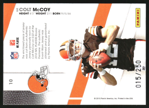 2010 Certified Certified Potential Materials #10 Colt McCoy/250