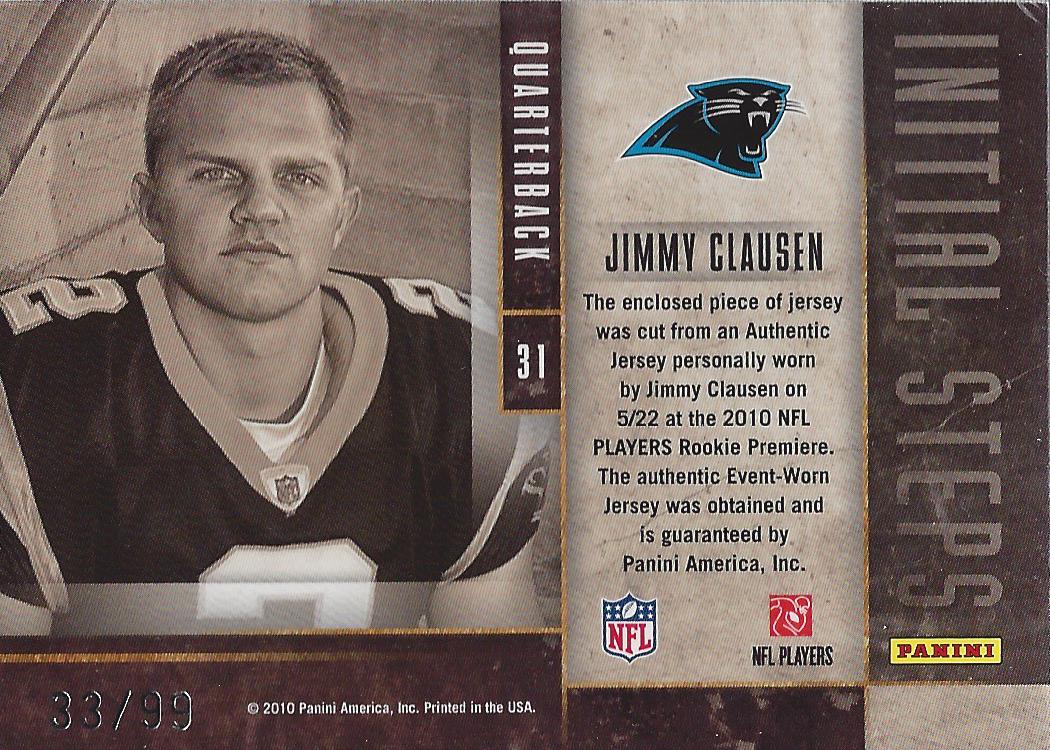 2010 Limited Initial Steps Jerseys #31 Jimmy Clausen back image