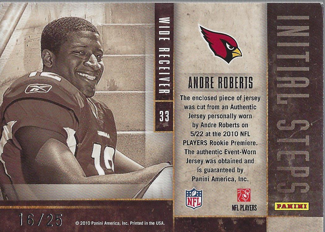 2010 Limited Initial Steps Jerseys Prime #33 Andre Roberts back image