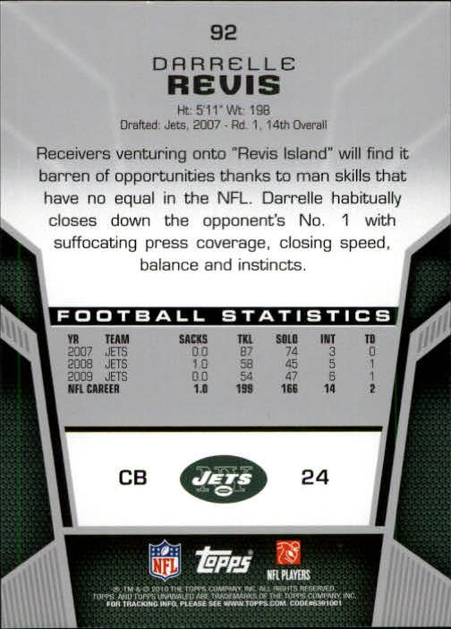 2010 Topps Unrivaled Black #92 Darrelle Revis