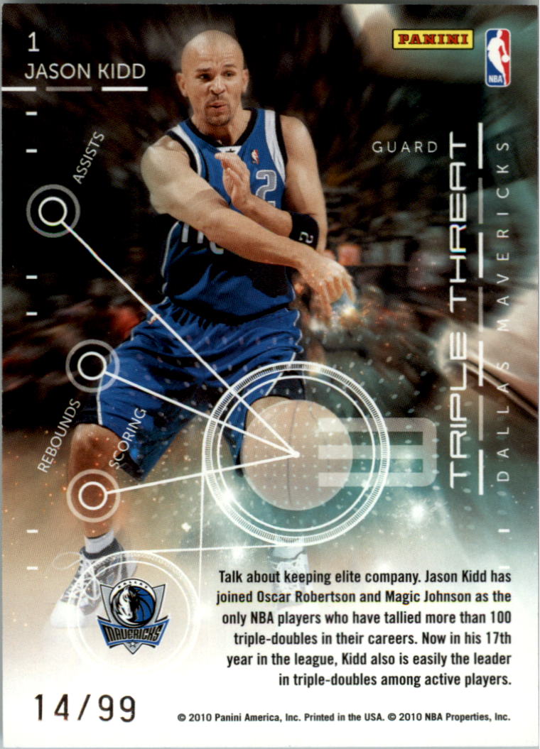 2010-11 Panini Threads Triple Threat Century Proof #1 Jason Kidd back image