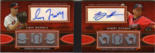 2010 Topps Sterling Pairs Relic Autographs #PAR6 Greg Maddux/Tommy Hanson