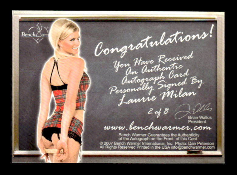 2007 Bench Warmer School Girl Autographs #2 Laurie Milan back image
