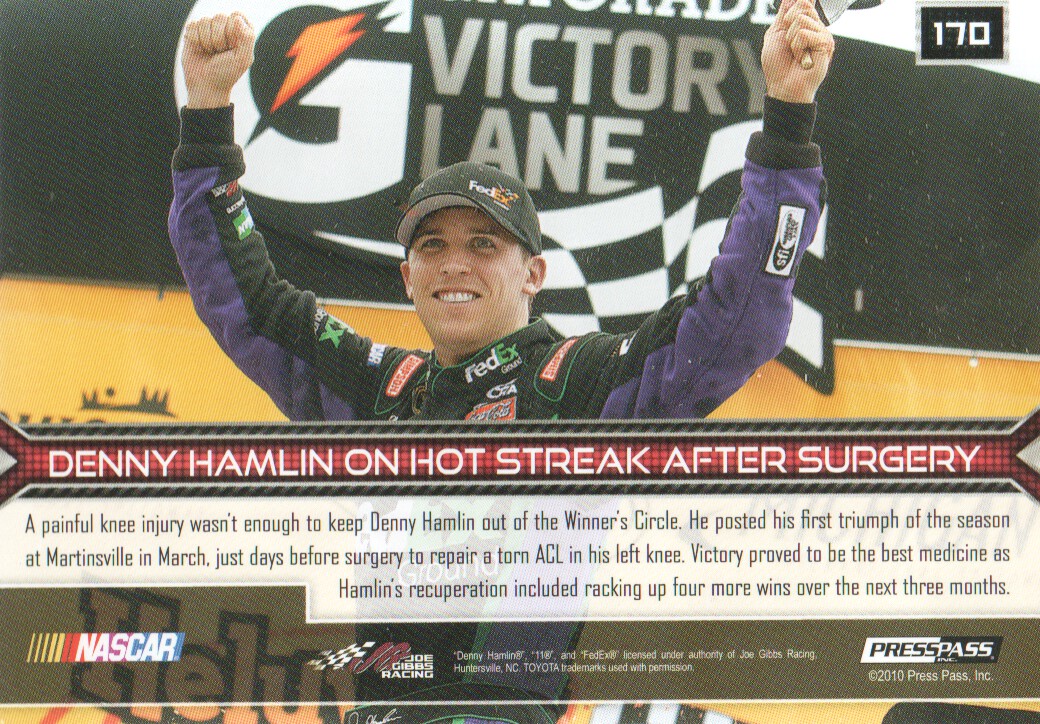 2011 Press Pass #170 Denny Hamlin HL back image