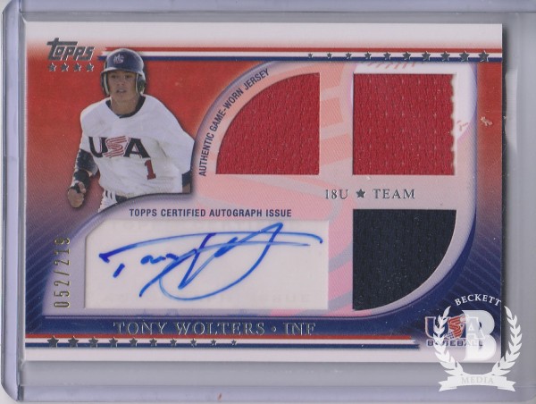 2010 USA Baseball Triple Jersey Autographs #TW Tony Wolters