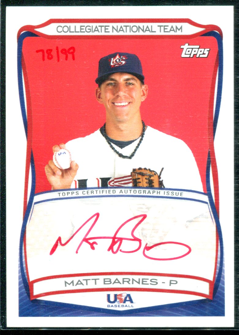 2010 USA Baseball Autographs Red #A22 Matt Barnes