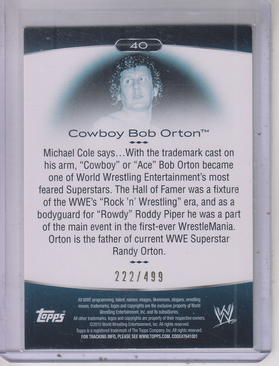 2010 Topps Platinum WWE Green #40 Cowboy Bob Orton back image