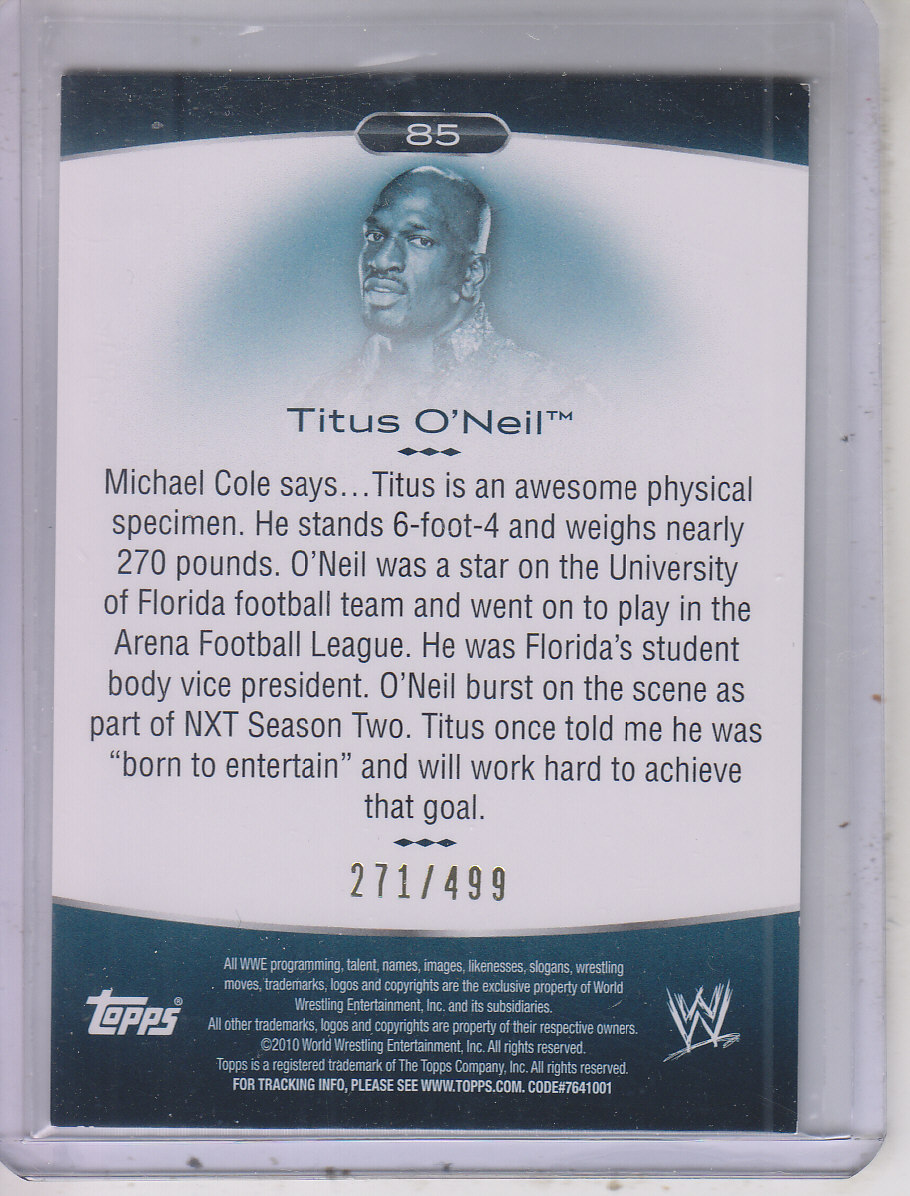 2010 Topps Platinum WWE Green #85 Titus O'Neil back image