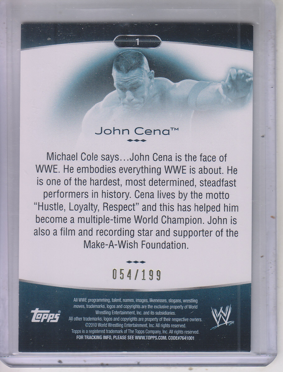 2010 Topps Platinum WWE Blue #1 John Cena back image