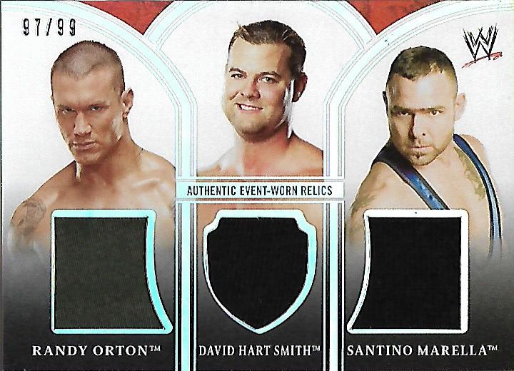 2010 Topps Platinum WWE Triple Relics #PTR8 Randy Orton/David Hart Smith/Santino Marella