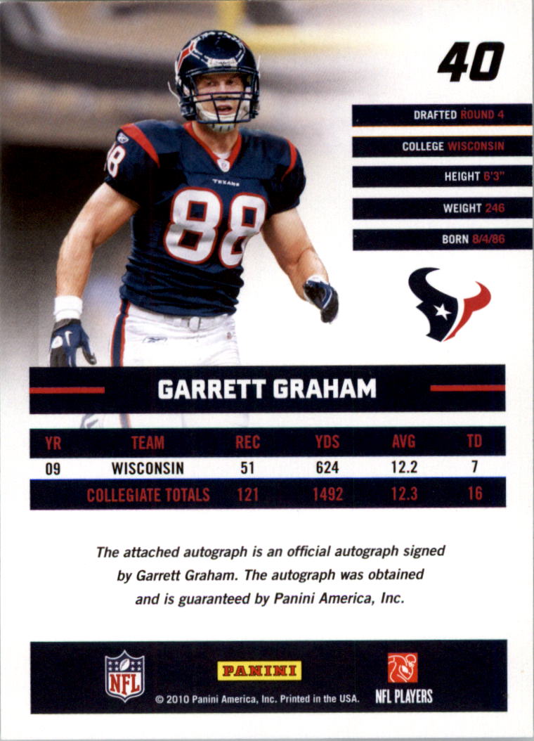 2010 Donruss Rated Rookies Autographs #40 Garrett Graham/25* back image