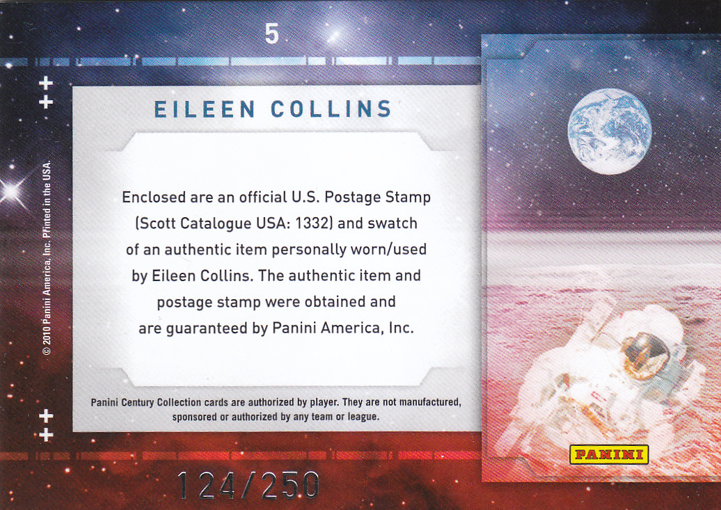 2010 Panini Century Astronauts Five Cent Stamp Materials #5 Eileen Collins back image