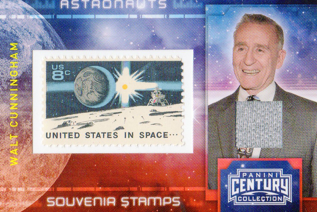 2010 Panini Century Astronauts Eight Cent United States in Space Stamp Materials #3 Walt Cunningham