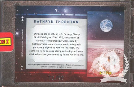 2010 Panini Century Astronauts Five Cent Stamp Materials Autographs #7 Kathryn Thornton/50 back image