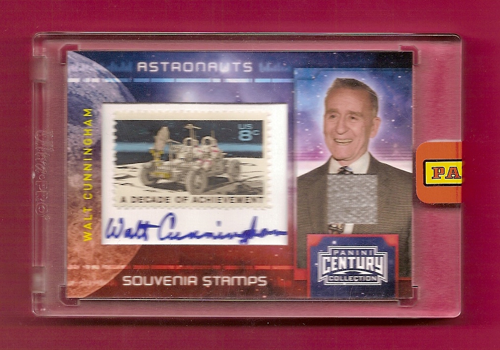 2010 Panini Century Astronauts Eight Cent Decade of Achievement Stamp Materials Autographs #3 Walt Cunningham/50