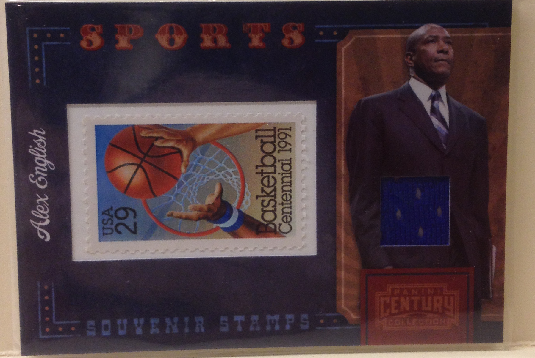 2010 Panini Century Sports Stamp Materials #11B Alex English/250 29c