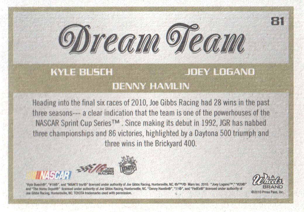 2011 Element #81 Kyle Busch/Joey Logano/Denny Hamlin back image