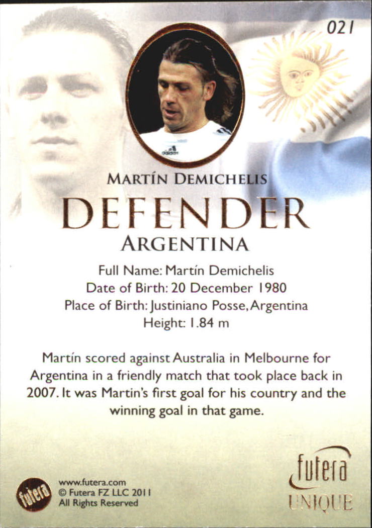 2011 Futera World Football Unique #21 Martin Demichelis back image
