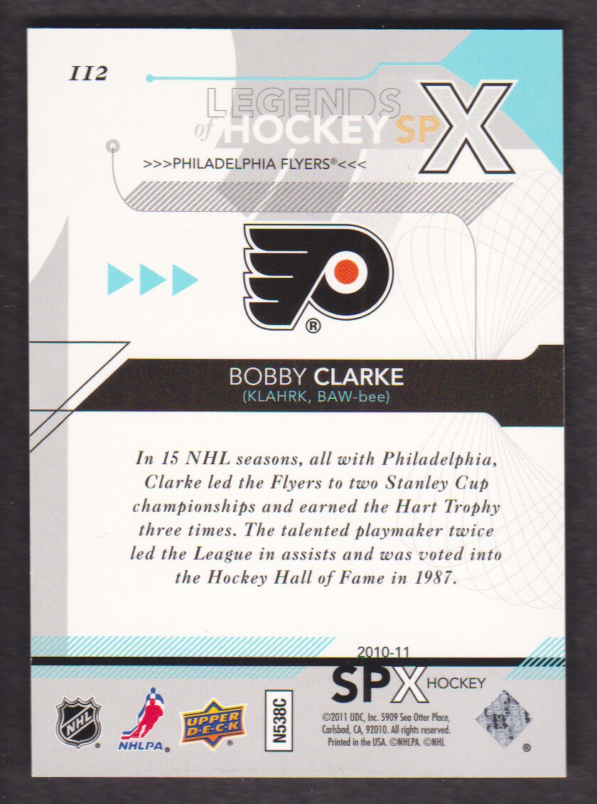 2010-11 SPx #112 Bobby Clarke back image