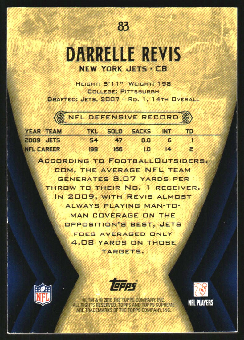 2010 Topps Supreme Blue #83 Darrelle Revis