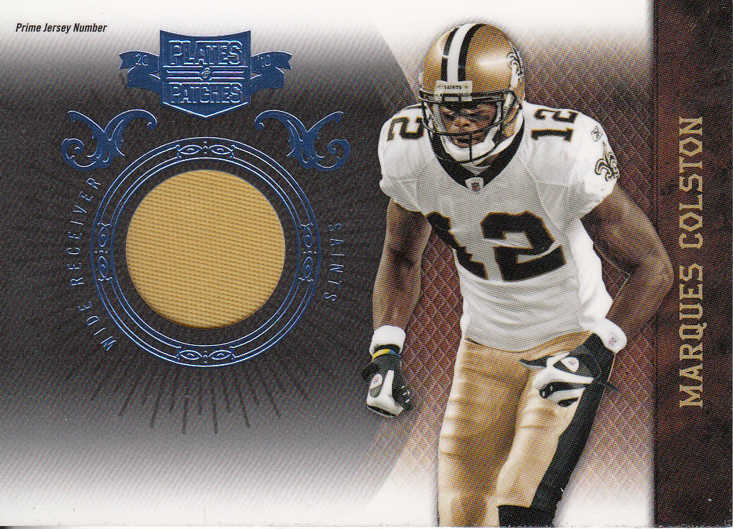 2010 Panini Plates and Patches Jerseys Prime Jersey Number #61 Marques Colston/50