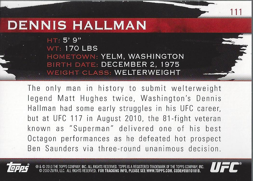 2010 Topps UFC Knockout Green #111 Dennis Hallman back image