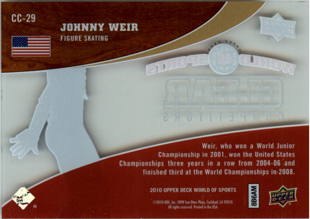 2010 Upper Deck World of Sports Clear Competitors #CC29 Johnny Weir back image