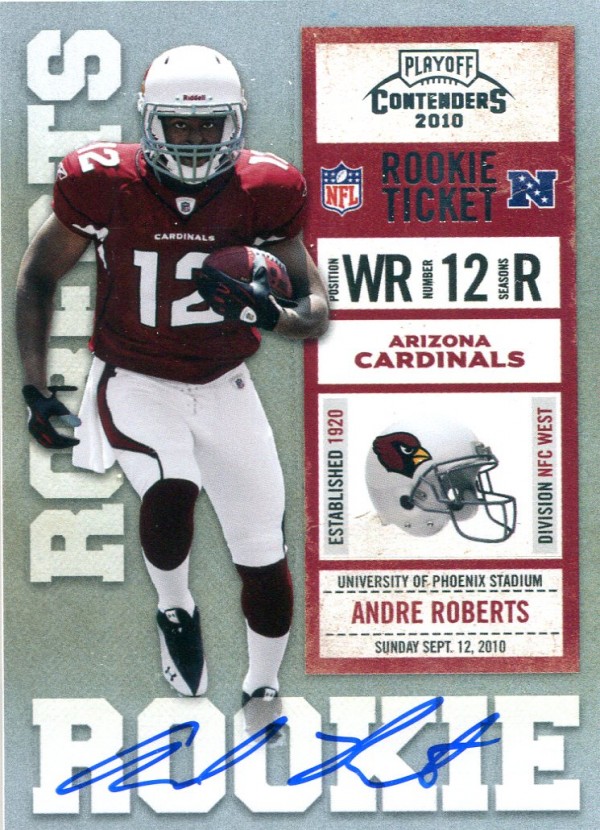 2010 Playoff Contenders #201A Andre Roberts AU/498* RC/(red jsy