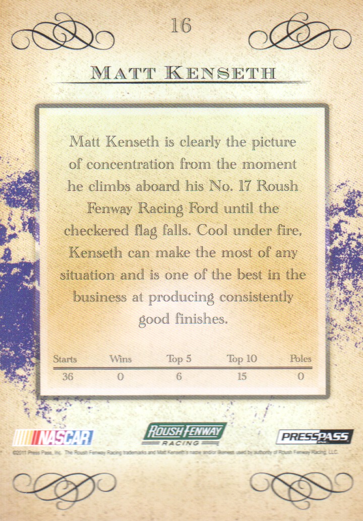 2011 Press Pass Eclipse #16 Matt Kenseth back image