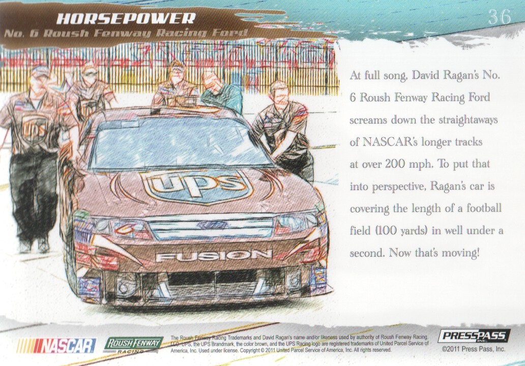 2011 Press Pass Eclipse #36 David Ragan's Car HP back image