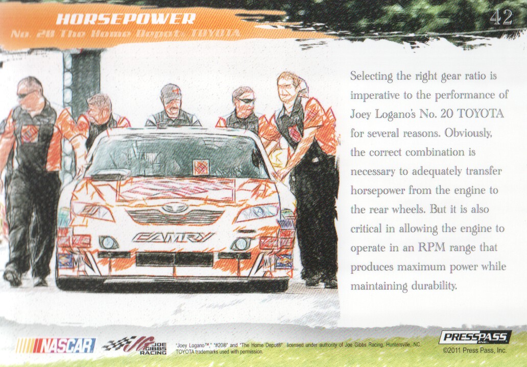 2011 Press Pass Eclipse #42 Joey Logano's Car HP back image