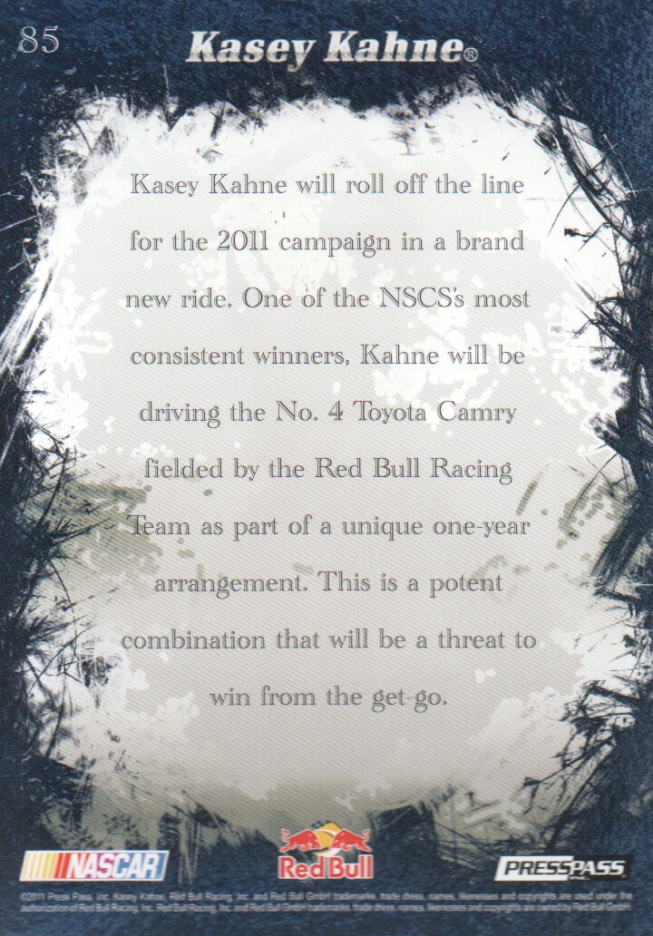 2011 Press Pass Eclipse #85 Kasey Kahne 2011 back image