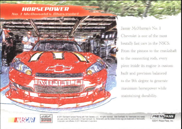 2011 Press Pass Eclipse Gold #34 Jamie McMurray's Car HP back image