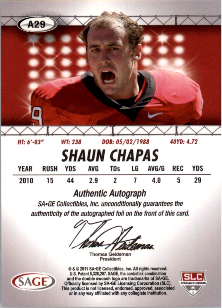 Autógrafos de fútbol americano Sage Hit 2011 auto tú eliges - Imagen 8 de 21