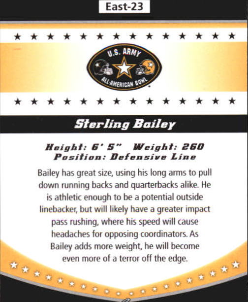 2011 Leaf Army All-American Bowl Bowl Week Edition #E23 Sterling Bailey back image