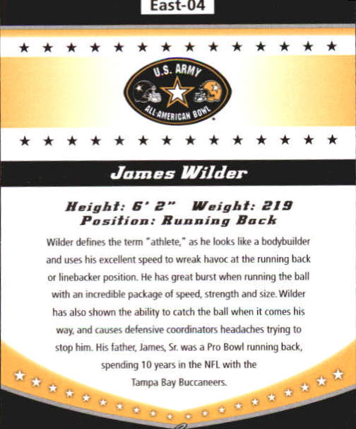 2011 Leaf Army All-American Bowl Bowl Week Edition #E4 James Wilder back image