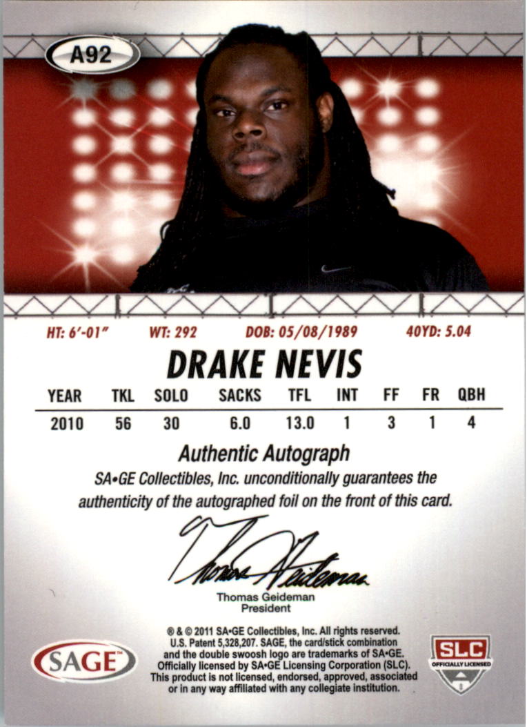 Autógrafos de fútbol americano Sage Hit 2011 auto tú eliges - Imagen 19 de 21