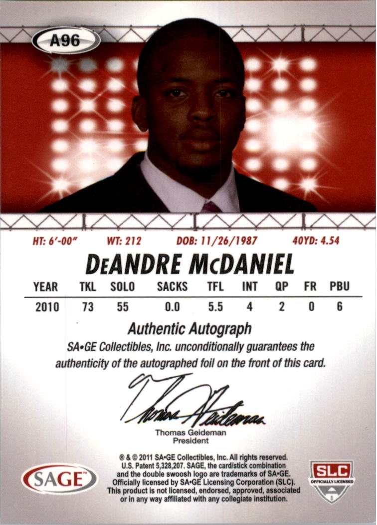 Autógrafos de fútbol americano Sage Hit 2011 auto tú eliges - Imagen 21 de 21