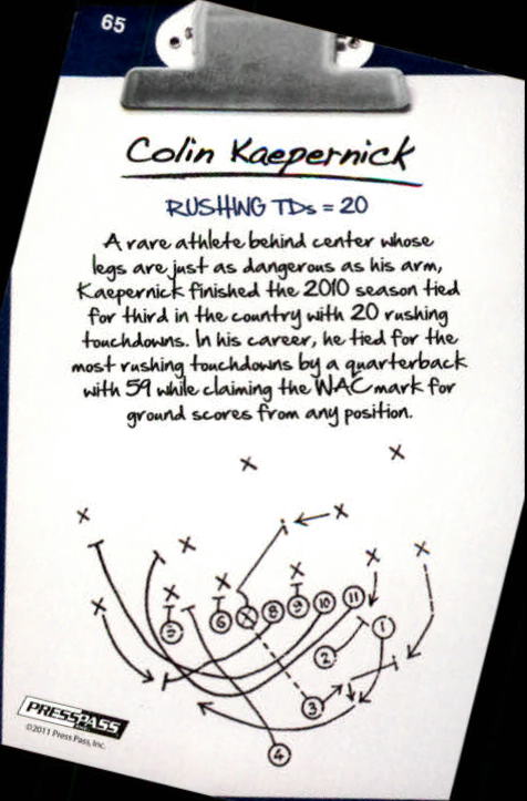 2011 Press Pass Reflectors #65 Colin Kaepernick NL back image