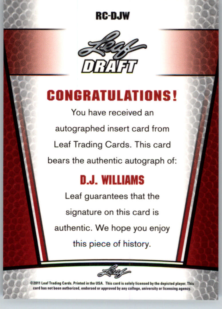 2011 Leaf Metal Draft #RCDJW D.J. Williams back image