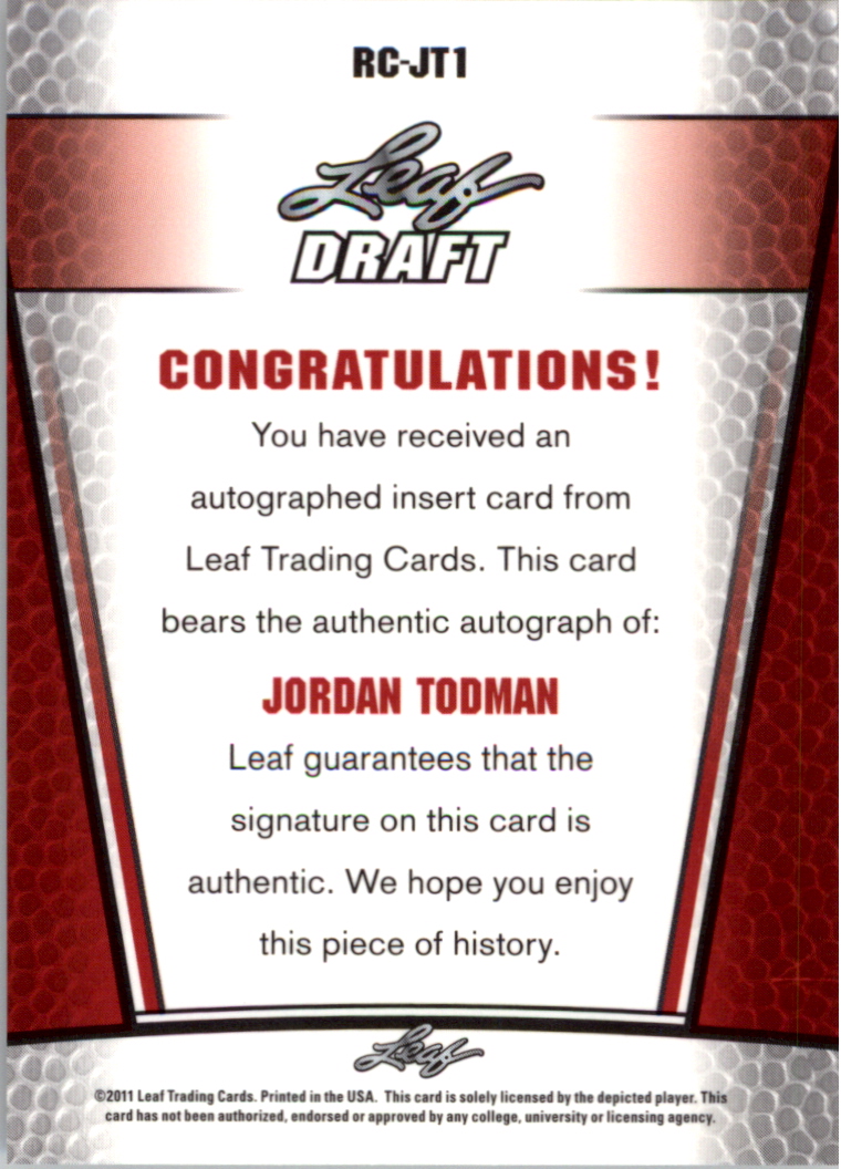 2011 Leaf Metal Draft #RCJT1 Jordan Todman back image