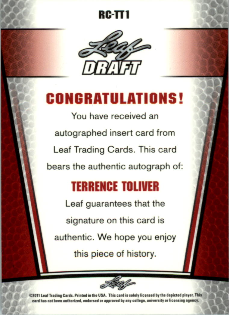 2011 Leaf Metal Draft #RCTT1 Terrence Toliver back image