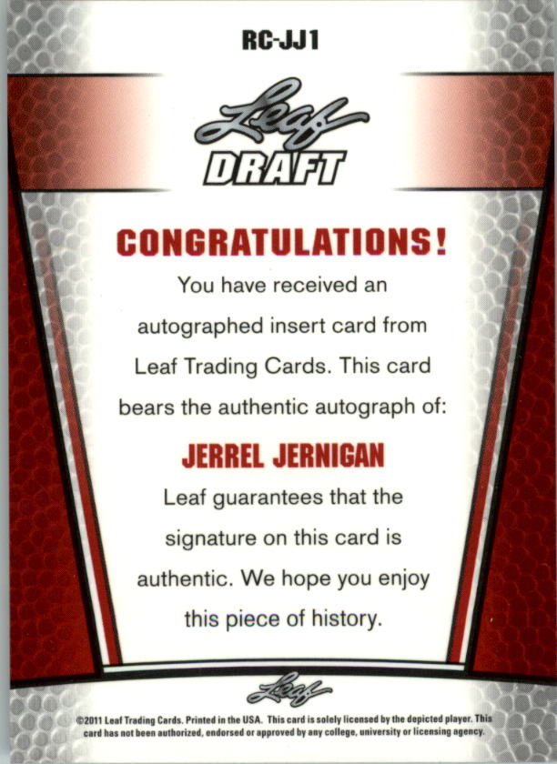 2011 Leaf Metal Draft Prismatic Blue #RCJJ1 Jerrel Jernigan back image